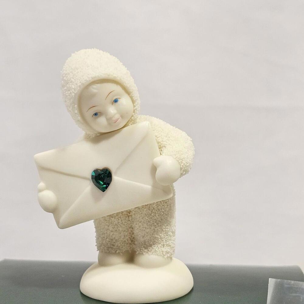 Vintage Dept 56 Snowbabies " Extra Special Delivery " Heart Jewel May Emerald - Picture 3 of 7